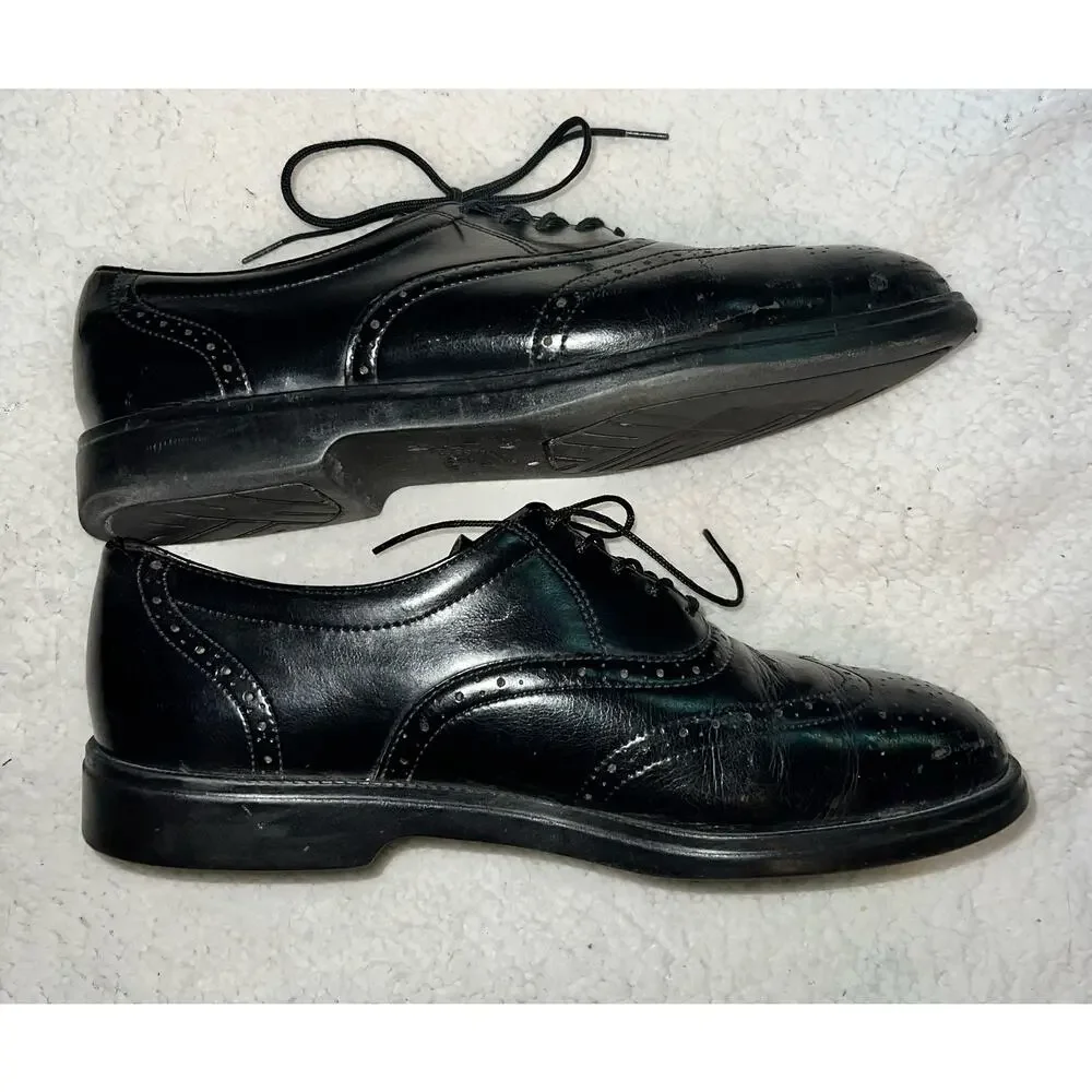 Vintage Red Wing Black Leather Wingtip Brogues Shoe - Size 8.5